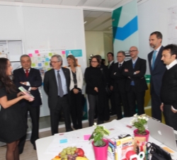 Su Alteza Real el Príncipe de Asturias durante su visita a las instalaciones del centro de Telefónica "I+D”